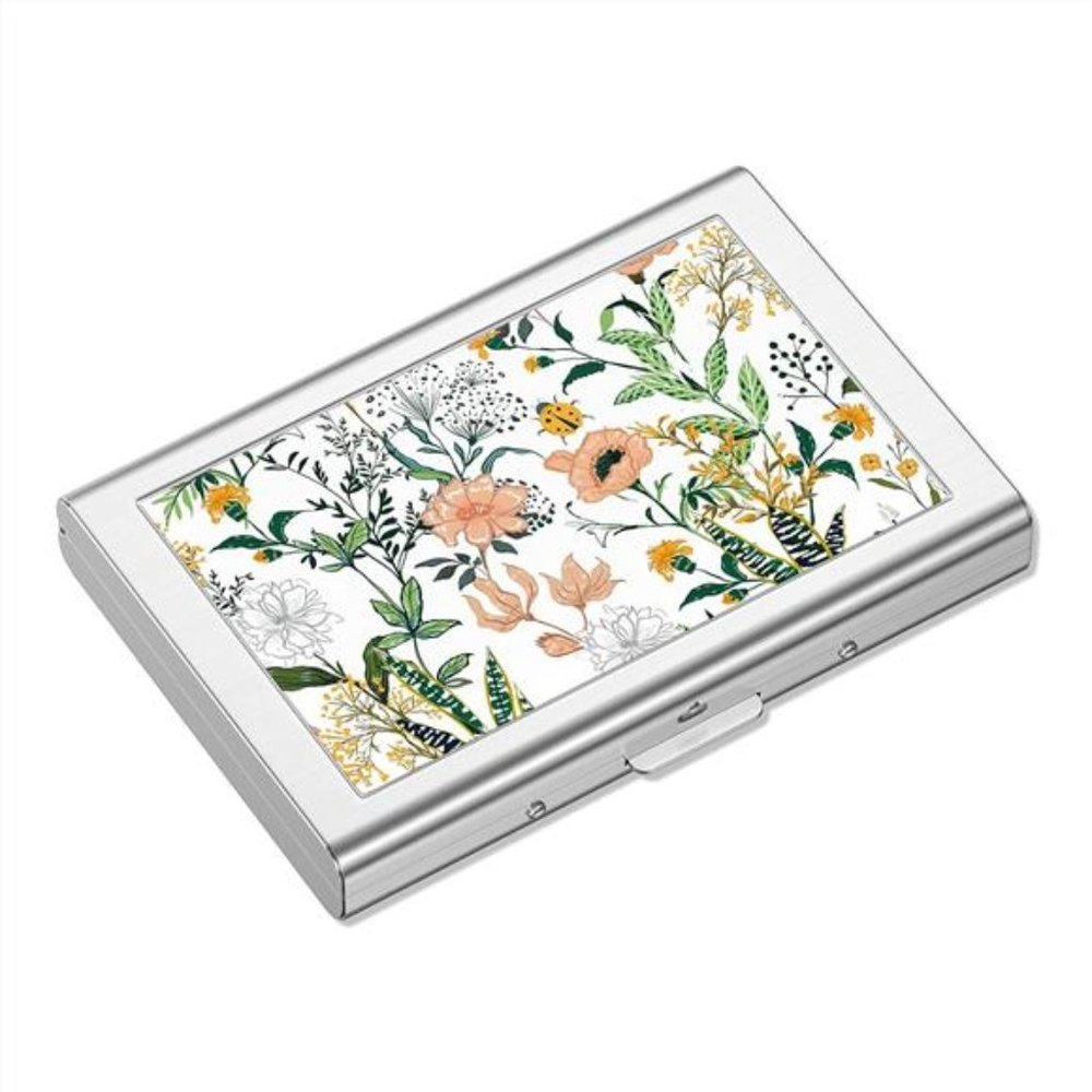 Metal Credit Card Holder, RFID Blocking Wallet Flower design